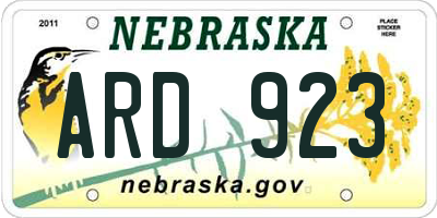 NE license plate ARD923