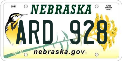 NE license plate ARD928