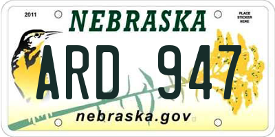 NE license plate ARD947