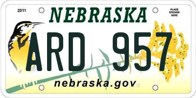 NE license plate ARD957