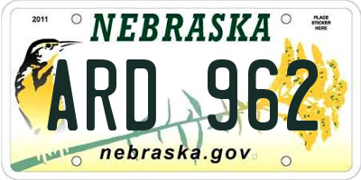 NE license plate ARD962