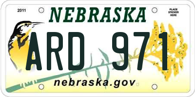 NE license plate ARD971