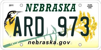 NE license plate ARD973