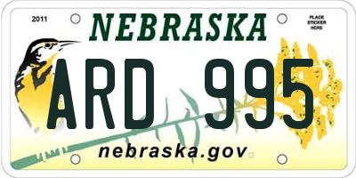 NE license plate ARD995