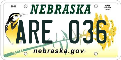 NE license plate ARE036