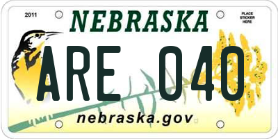NE license plate ARE040