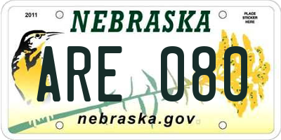 NE license plate ARE080