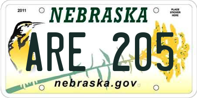 NE license plate ARE205