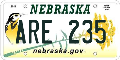 NE license plate ARE235