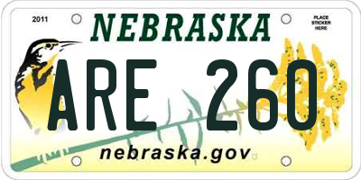 NE license plate ARE260