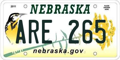 NE license plate ARE265