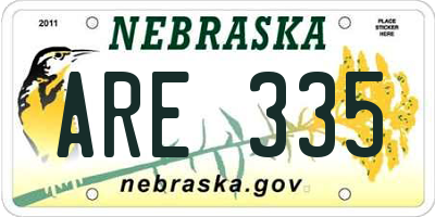 NE license plate ARE335