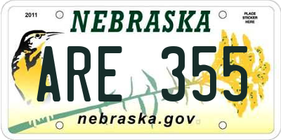 NE license plate ARE355