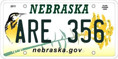 NE license plate ARE356