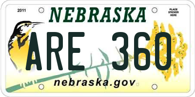NE license plate ARE360