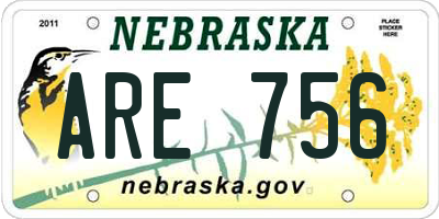 NE license plate ARE756