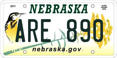 NE license plate ARE890