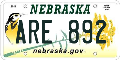 NE license plate ARE892