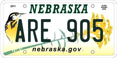 NE license plate ARE905