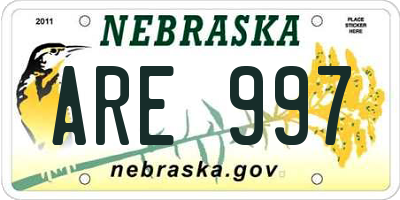 NE license plate ARE997