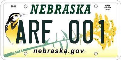 NE license plate ARF001