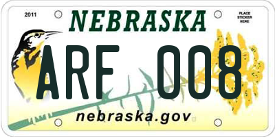 NE license plate ARF008