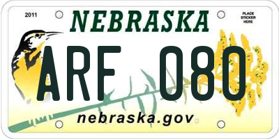 NE license plate ARF080