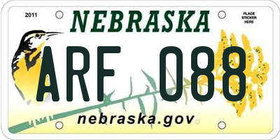 NE license plate ARF088