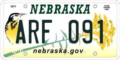 NE license plate ARF091