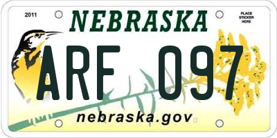 NE license plate ARF097