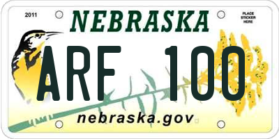NE license plate ARF100