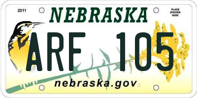 NE license plate ARF105