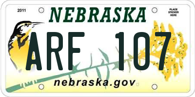 NE license plate ARF107