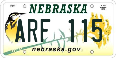 NE license plate ARF115