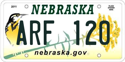 NE license plate ARF120
