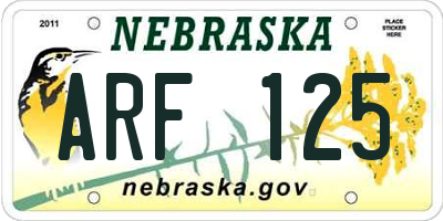 NE license plate ARF125