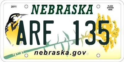 NE license plate ARF135