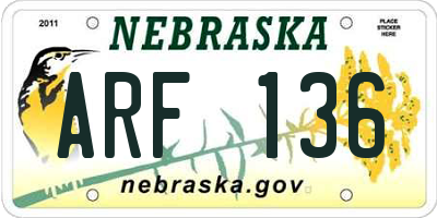 NE license plate ARF136