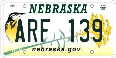 NE license plate ARF139