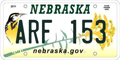 NE license plate ARF153