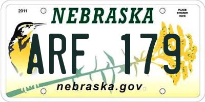 NE license plate ARF179