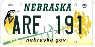 NE license plate ARF191