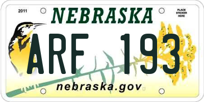 NE license plate ARF193