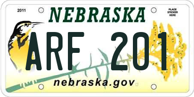 NE license plate ARF201
