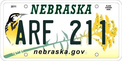 NE license plate ARF211