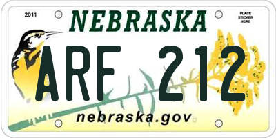 NE license plate ARF212