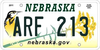 NE license plate ARF213