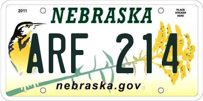 NE license plate ARF214