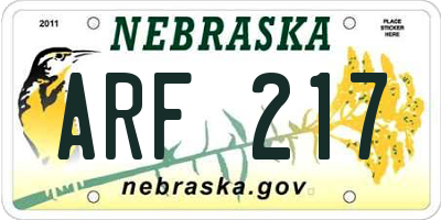 NE license plate ARF217