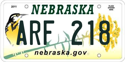 NE license plate ARF218